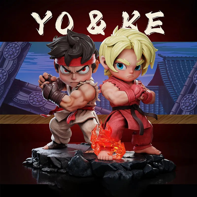 YS Figure – Q Version Street Fighter Ken Arcade Anime Collectible Figure (16cm)